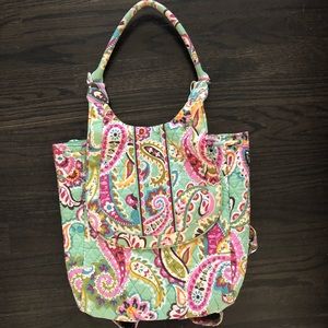 Vera Bradley Green & Pink Paisley Small Backpack Purse